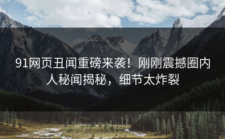 91网页丑闻重磅来袭！刚刚震撼圈内人秘闻揭秘，细节太炸裂