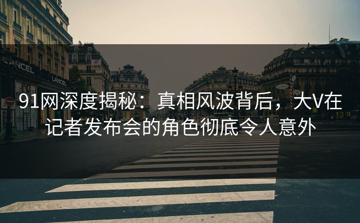 91网深度揭秘：真相风波背后，大V在记者发布会的角色彻底令人意外