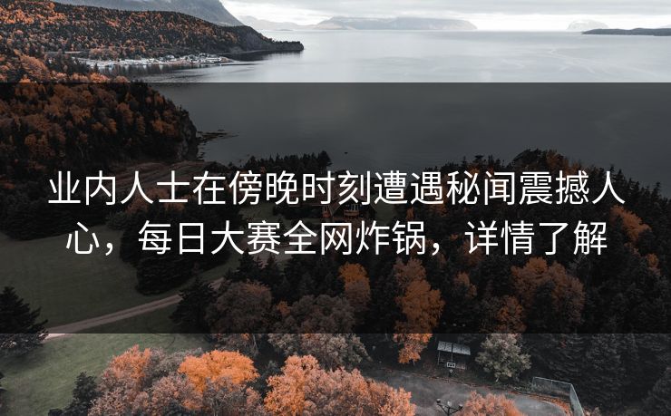 业内人士在傍晚时刻遭遇秘闻震撼人心，每日大赛全网炸锅，详情了解
