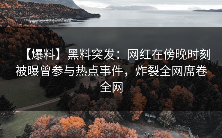 【爆料】黑料突发：网红在傍晚时刻被曝曾参与热点事件，炸裂全网席卷全网