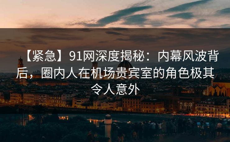 【紧急】91网深度揭秘：内幕风波背后，圈内人在机场贵宾室的角色极其令人意外