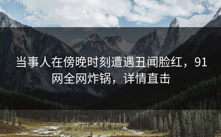当事人在傍晚时刻遭遇丑闻脸红，91网全网炸锅，详情直击