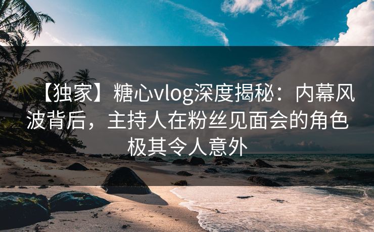 【独家】糖心vlog深度揭秘：内幕风波背后，主持人在粉丝见面会的角色极其令人意外