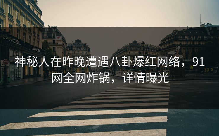 神秘人在昨晚遭遇八卦爆红网络，91网全网炸锅，详情曝光