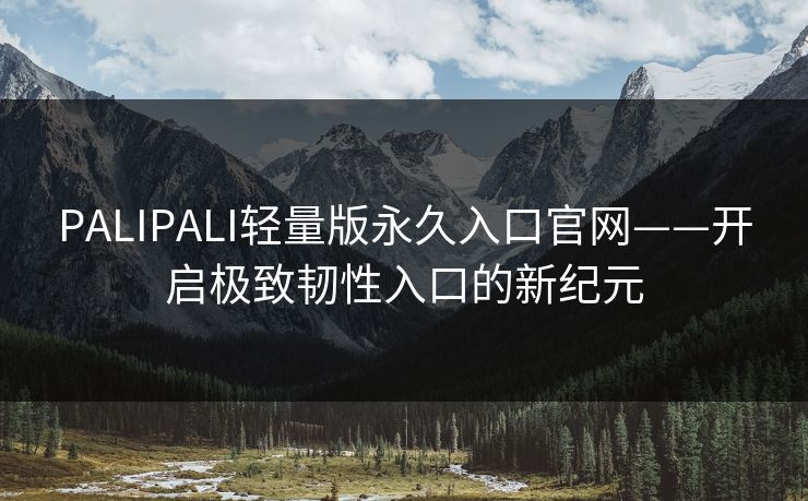 PALIPALI轻量版永久入口官网——开启极致韧性入口的新纪元
