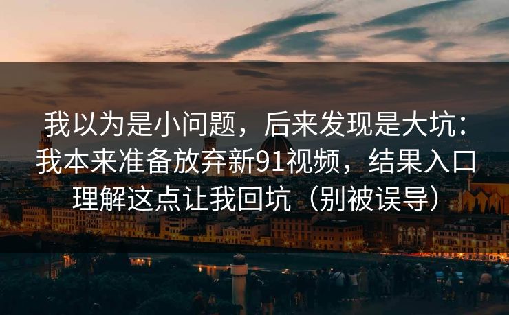 我以为是小问题，后来发现是大坑：我本来准备放弃新91视频，结果入口理解这点让我回坑（别被误导）  第1张