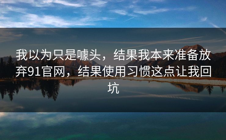 我以为只是噱头,结果我本来准备放弃91官网,结果使用习惯这点让我回坑