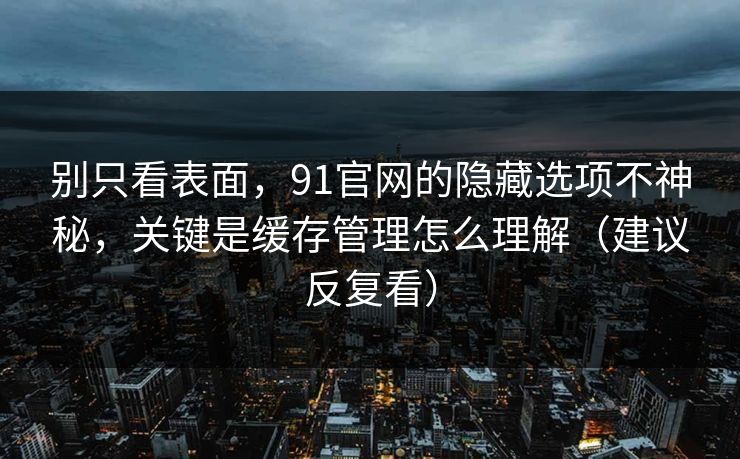 别只看表面,91官网的隐藏选项不神秘,关键是缓存管理怎么理解(建议反复看) 第1张 别只看表面,91官网的隐藏选项不神秘,关键是缓存管理怎么理解(建议反复看) 第1张